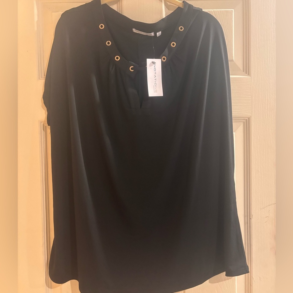 Notations Black Top with Gold Accents